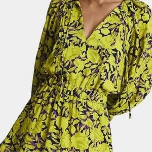 Reiss Yellow and Purple Long Sleeve Dress